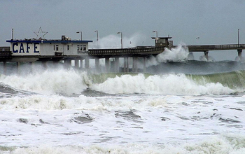 High surf during an El Niño storm batters coastlines and structures built there.