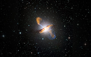 Composite of Centaurus A revealing lobes and jets from galaxy's black hole