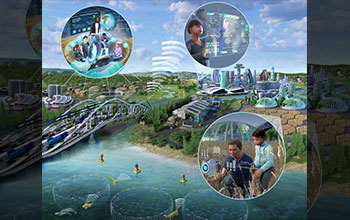 Illustration showing areas of focus under the Future of Work at the Human-Technology Frontier program