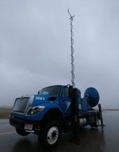The Doppler on Wheels at an airport near Rockport, Texas. Its mast measured 145 mph winds.