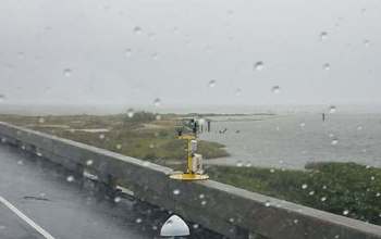 A weather pod deployed on a bridge north of the Doppler on Wheels. It tracked Harvey's winds.