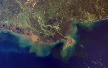 Aerial view of the Mississippi Delta.