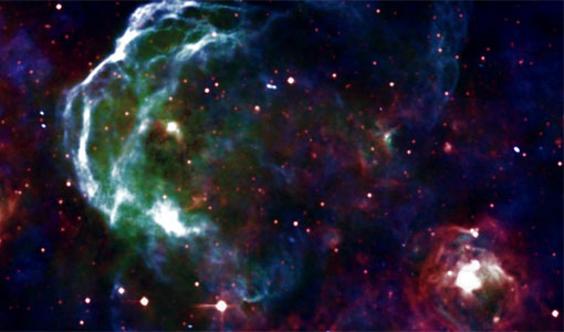 Photo of the remains of a star which exploded around 30,000 years ago is visible via the NRAO.