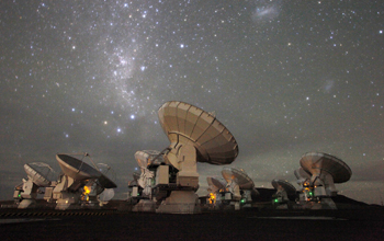 Antennas of ALMA scrutinize the mysteries of the universe 24 hours a day