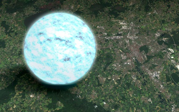 This illustration compares the size of a neutron star to the area around Hannover, Germany,