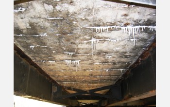 Before renovation, the underside of this Springfield, Mo., bridge deck was cracked and decaying