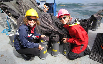 NSF California Current Ecosystem LTER site scientists deploy a zooplankton sampling system.