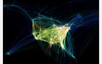 "Flight Patterns," a visualization showing 24 hours of flight traffic