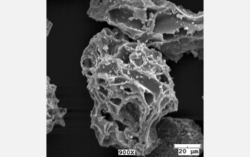 SEM image of an ash particle, collected following the volcanic eruptioin of Mount Redoubt in Alaska