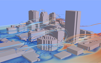 Model showing airflow through downtown Oklahoma City