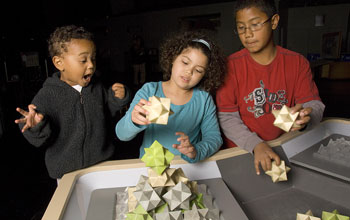 The "Space-filling Blocks" activity at the Exploratorium's "Geometry Playground"