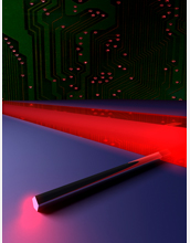 Nanowire laying perpendicular to a polymer waveguide with one end inside the polymer