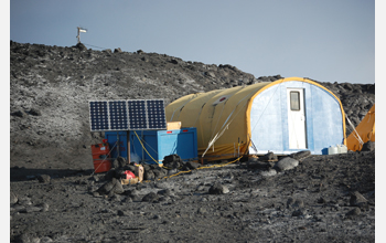 The penguin field camp at Cape Royds, Ross Island, Antarctica