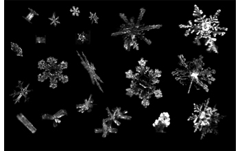 A variety of snowflakes that are simply ice crystals formed by condensation in the air