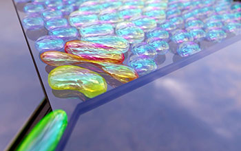 Foam with bubbles created in microfluidic device