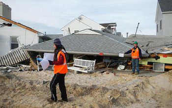 Researchers assess storm damage after Hurricane Sandy.