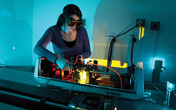 A student enrolled in a National Center for Optics and Photonics Education (OP-TEC) affiliated program