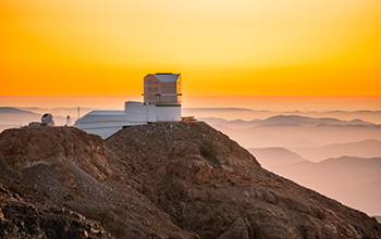The Vera C. Rubin Observatory at sunset on Cerro Pachón in Chile
