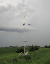 A pole with instruments to measure energy and water flux.