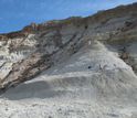 Scientists Dunn and Stromberg sample for fossil phytoliths at Gran Barranca, Chubut, Argentina.