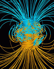 A model of patterns in Earth's inner core and outer magnetic field