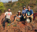 The research team at the quarry site in which the dinosaur skeleton was found.