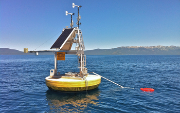 A buoy with equipment on Lake Tahoe on the California-Nevada border