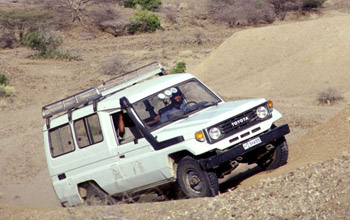 Photo of terrain vehicle in the Awash Valley in Ethiopia.