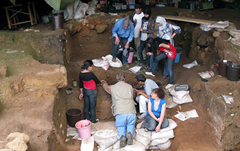 Excavation at Contrebandiers Cave, Morocco