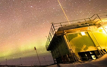 Lidar shooting into the Antarctic night sky