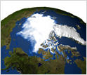 View of Arctic sea ice from space.