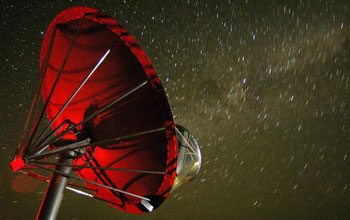 Night-time view of a single antenna of the Allen Telescope Array