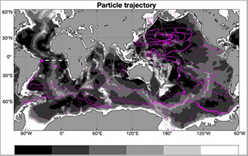 trajectory of one parcel taking the 