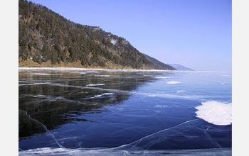 Photo of winter ice on Lake Baikal