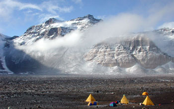 Beacon Valley field camp in the Dry Valleys of the Transantarctic Mountains
