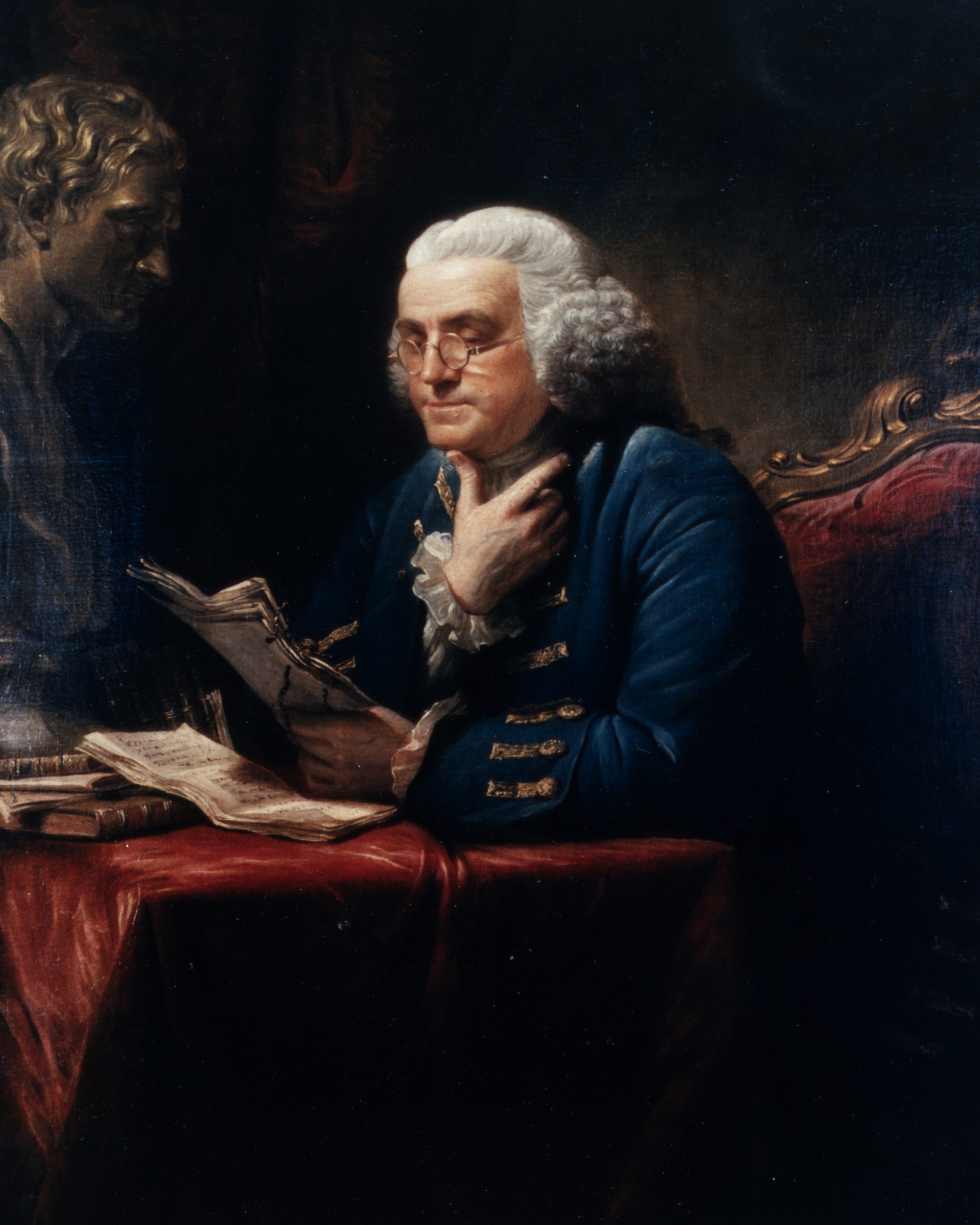 Portrait of Benjamin Franklin by artist David Martin (1737-1797)