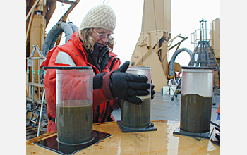 Preparing sediment samples taken from arctic waters for the Western Shelf-Basin Interactions project