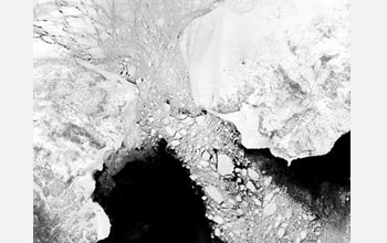 Photo showing ice choking the Bering Strait.