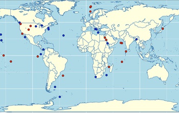 Geographic distribution of samples in which the new genetic abilities have been located.