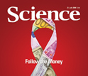 The cover of the July 25, 2008 edition of Science featuring a pink ribbon.