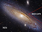 wide-field image of M31 with the red box and inset showing the location and image of B023-G78 where the black hole was found