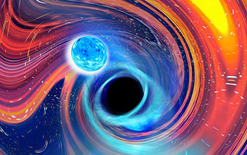 An artistic image inspired by a black hole-neutron star merger event.