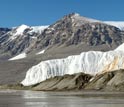 Photo of Blood Falls at the snout of the Taylor Glacier.