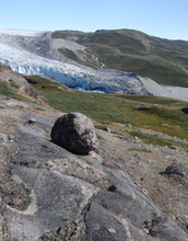 The ice edge meets the landscape in modern Greenland.