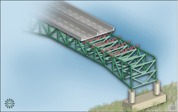 Artist's rendition showing interior of a bridge similar in structure to I35-W bridge