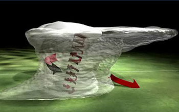 Computer visualization of a winds inside a tornado