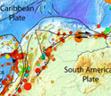 Map showing the seismotectonic context of Earth's Caribbean tectonic plate.