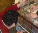 Researchers place references in the sample chamber to accurately track soil movement.