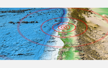 Map of the rupture site of the 8.8-magnitude earthquake in Chile.