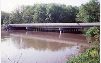 Photo of an Illinois river at flood stage.